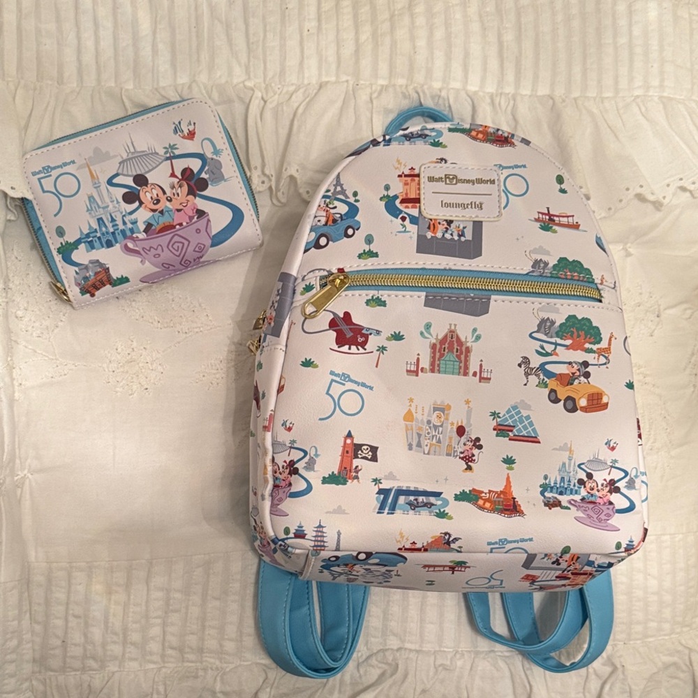 Loungefly Disney World 50th Anniversary Backpack & wallet